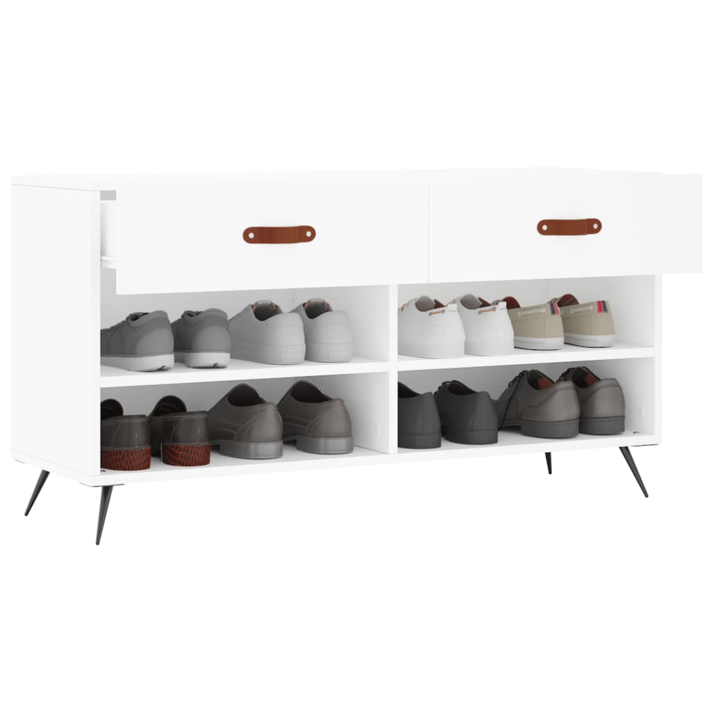 Zapatero madera de ingeniería blanco 102x35x55 cm