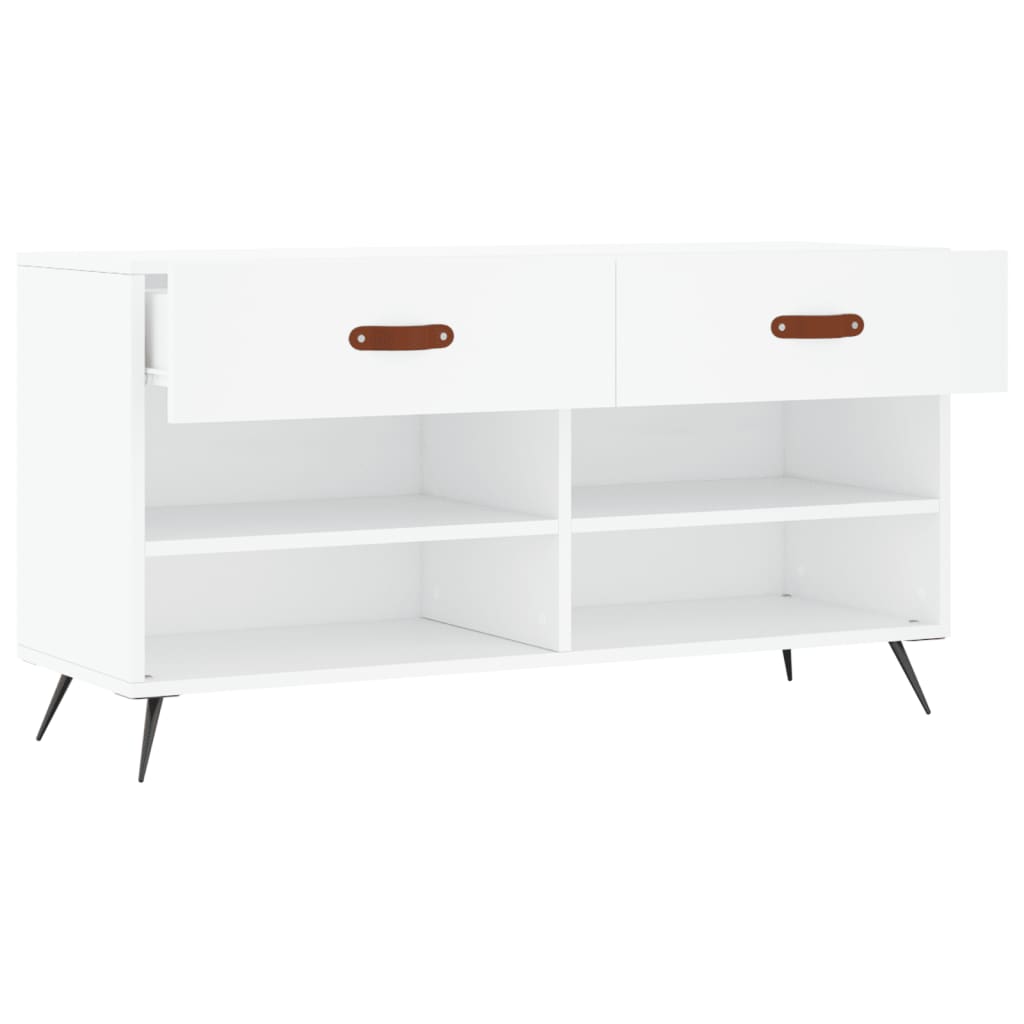 Zapatero madera de ingeniería blanco 102x35x55 cm