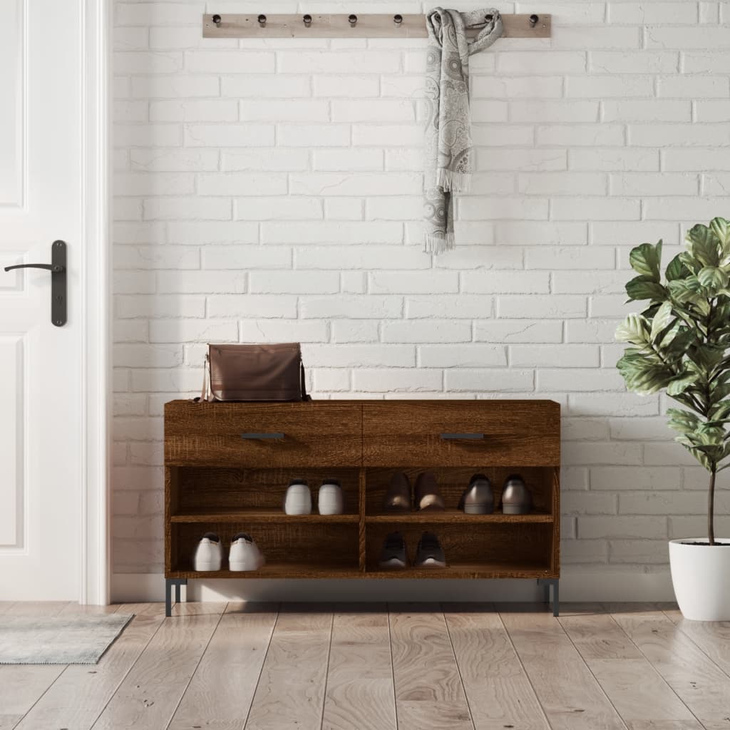 Zapatero madera de ingeniería blanco 102x35x55 cm