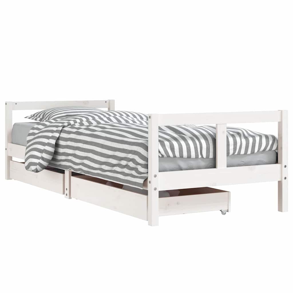 Estructura cama niños con cajones madera pino blanco 80x200 cm