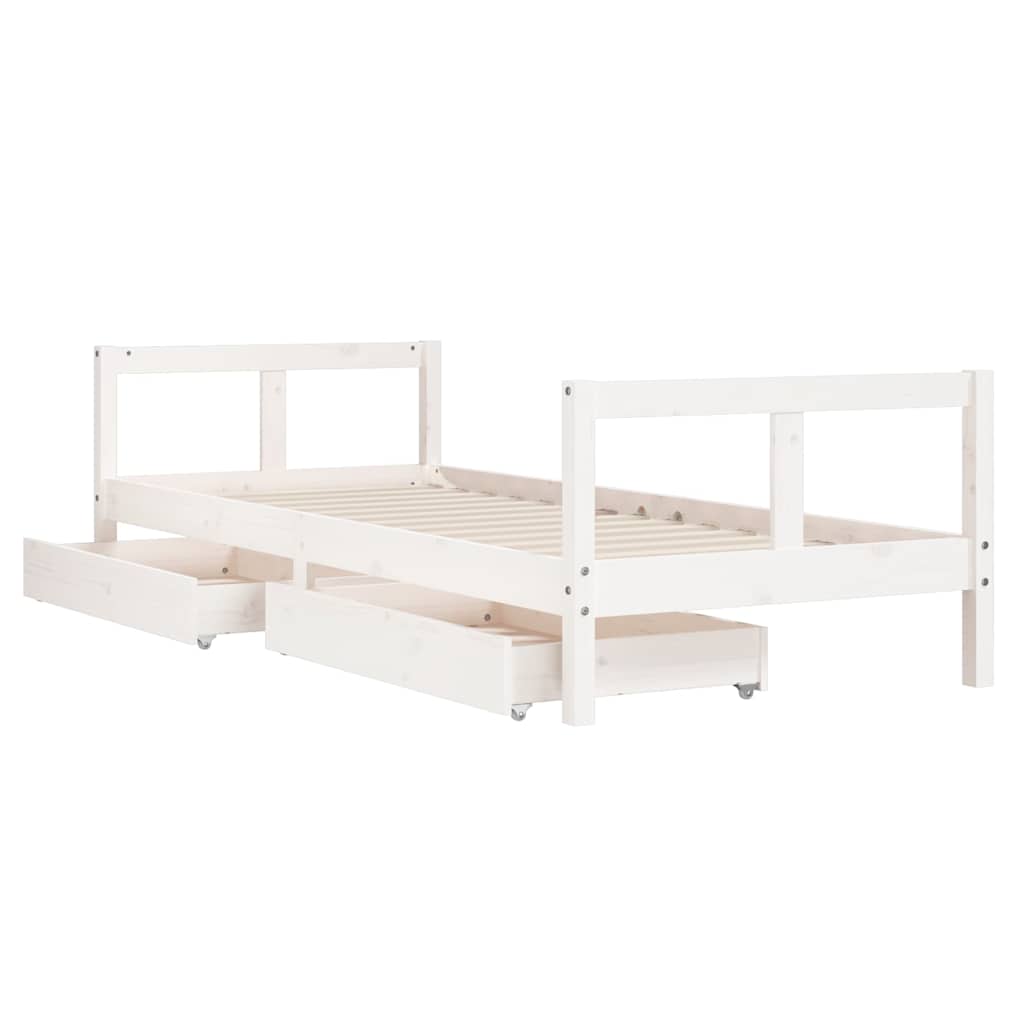 Estructura cama niños con cajones madera pino blanco 80x200 cm