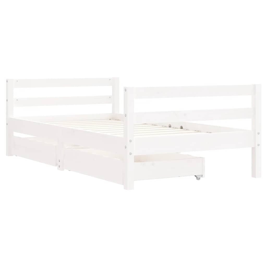 Estructura cama infantil y cajones madera pino blanco 80x160 cm