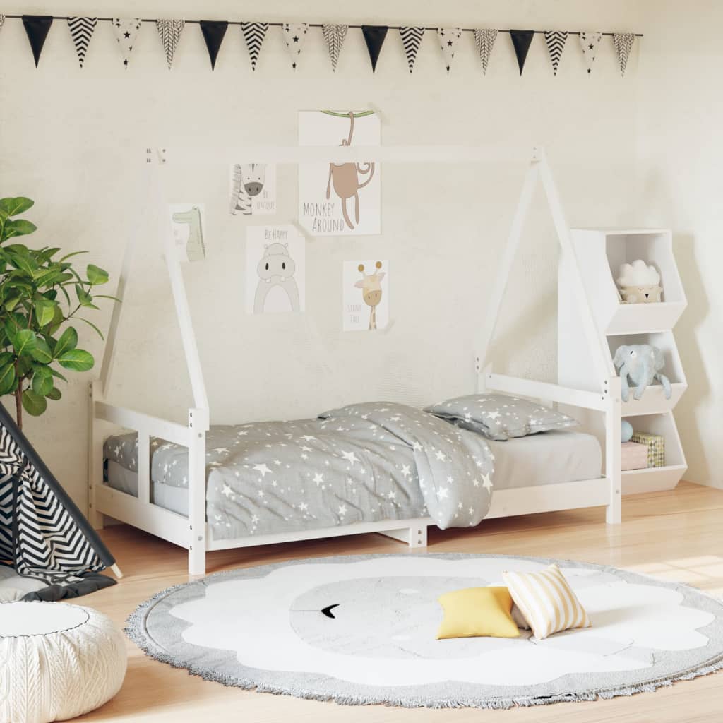Estructura cama infantil y cajones madera pino blanco 90x190 cm