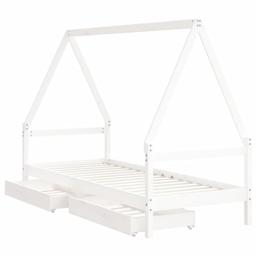 Estructura cama infantil y cajones madera pino blanco 90x190 cm