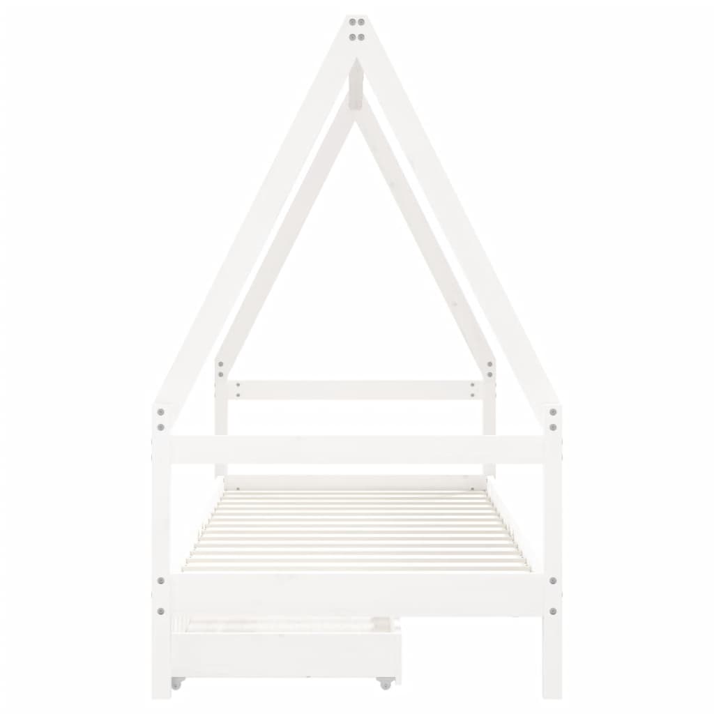 Estructura cama infantil y cajones madera pino blanco 90x190 cm