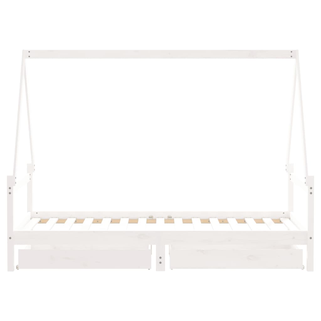 Estructura cama infantil y cajones madera pino blanco 90x190 cm