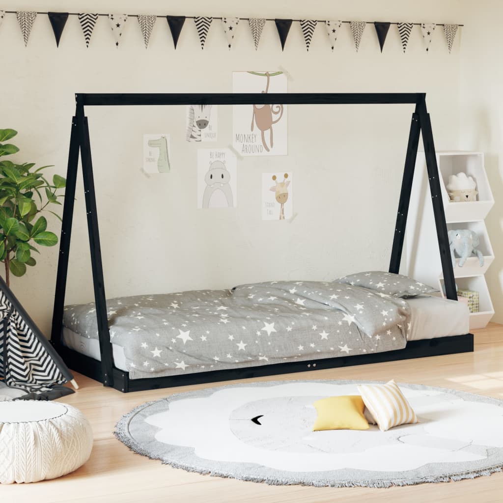 Kids white pine wood bed frame 70x140 cm