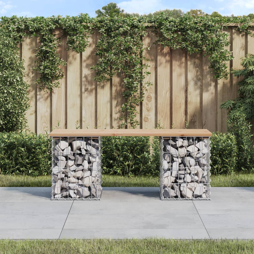 Banco de jardín diseño gaviones madera abeto Douglas 63x44x42cm