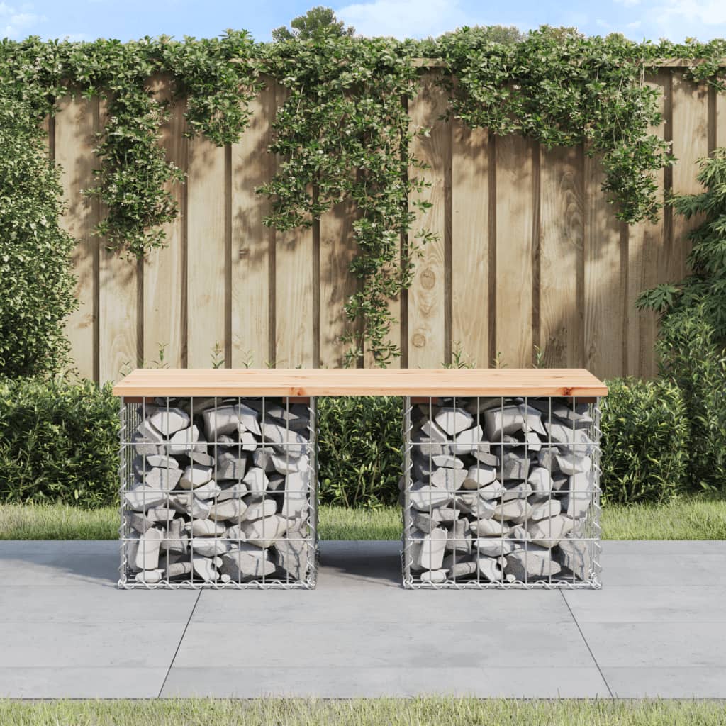 Banco de jardín diseño gaviones madera abeto Douglas 63x44x42cm