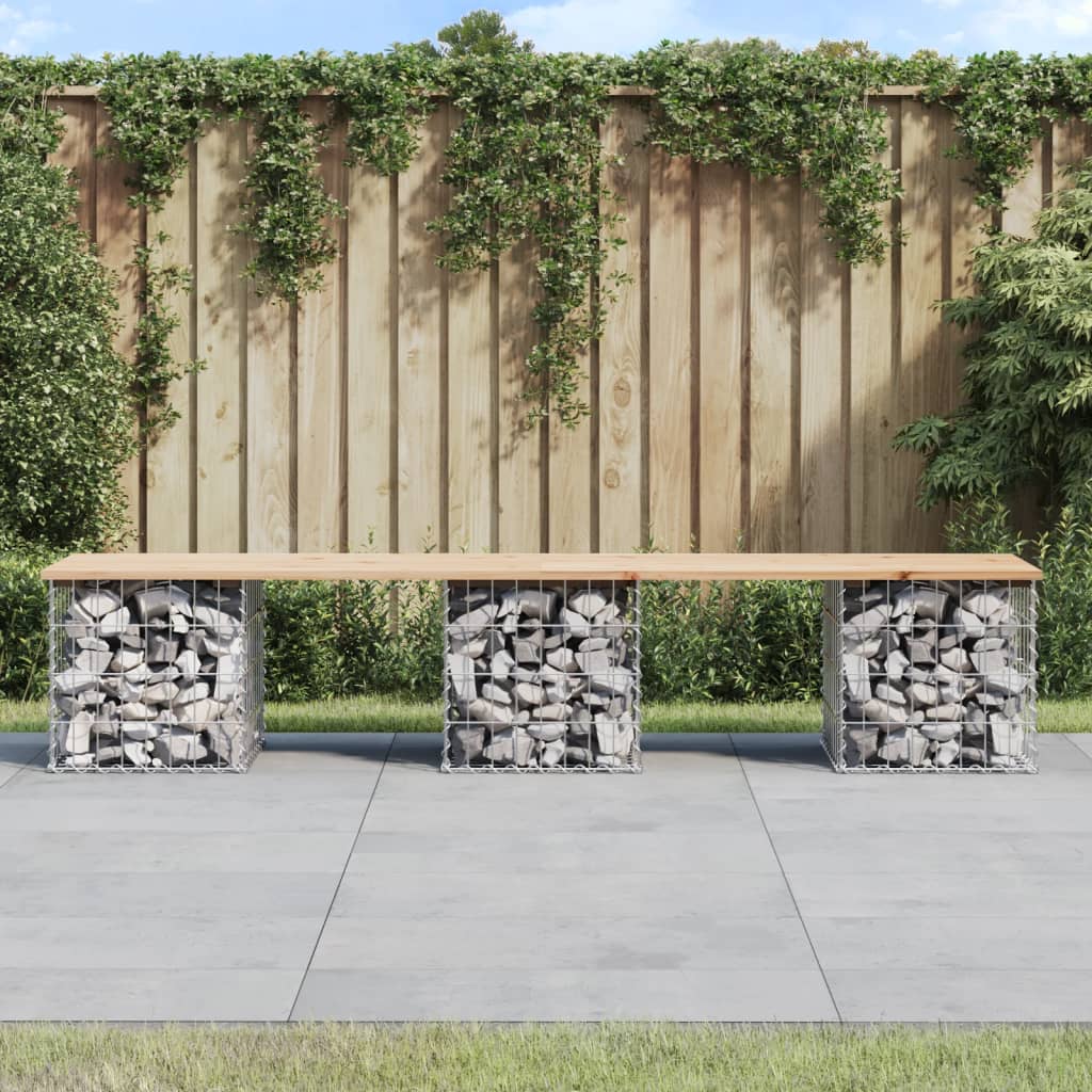 Banco de jardín diseño gaviones madera abeto Douglas 63x44x42cm