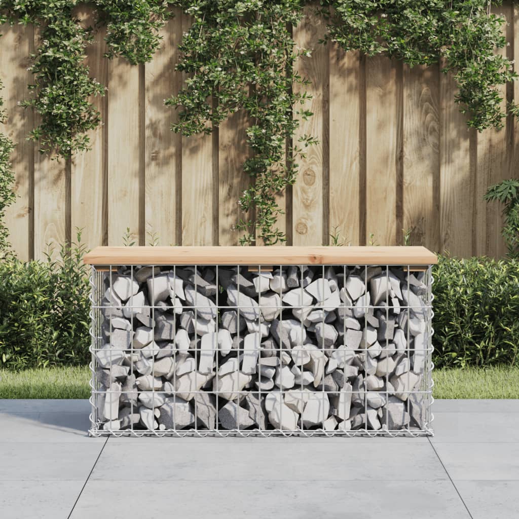 Banco de jardín diseño gaviones madera abeto Douglas 63x44x42cm