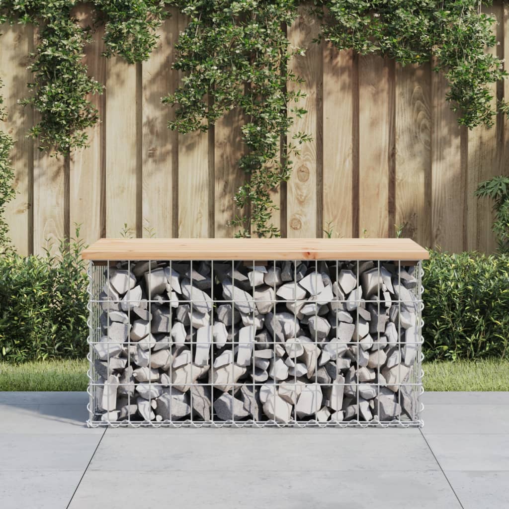 Banco de jardín diseño gaviones madera abeto Douglas 63x44x42cm