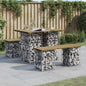 Mesa de jardín con diseño de gaviones, 100 x 102 x 72 cm, madera de pino impregnada