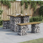 Mesa de jardín con diseño de gaviones, 100 x 102 x 72 cm, madera de pino impregnada