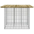 Mesa de jardín con diseño de gaviones, 100 x 102 x 72 cm, madera de pino impregnada
