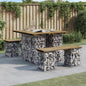 Mesa de jardín con diseño de gaviones, 100 x 102 x 72 cm, madera de pino impregnada