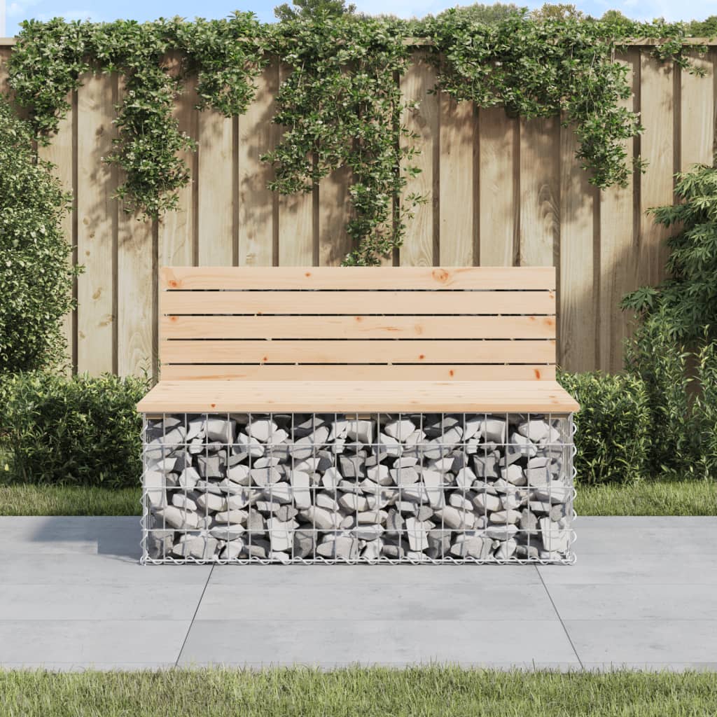 Banco de jardín diseño gaviones madera abeto Douglas 63x44x42cm