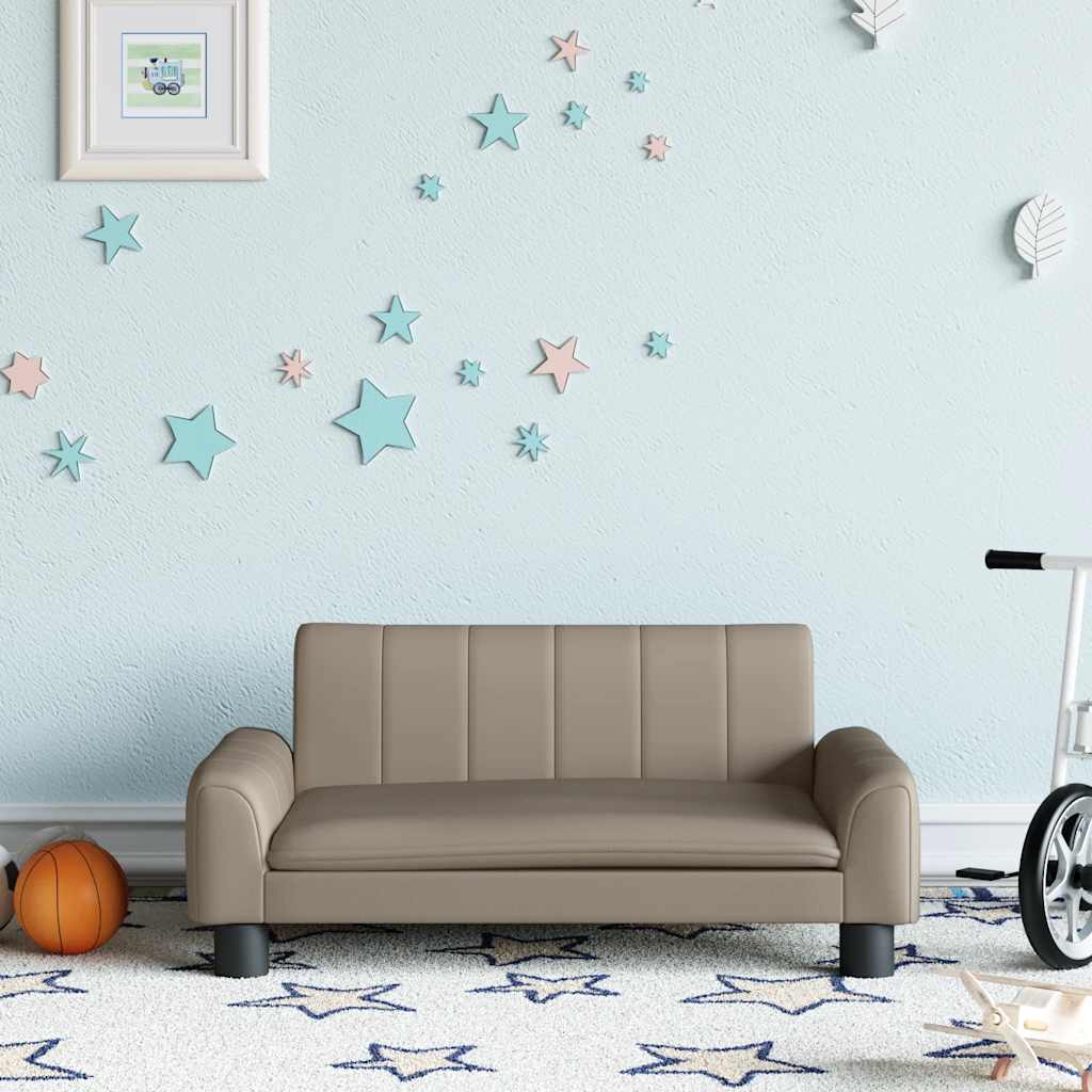 Sofá para niños con reposapiés cuero sintético gris 100x50x30cm