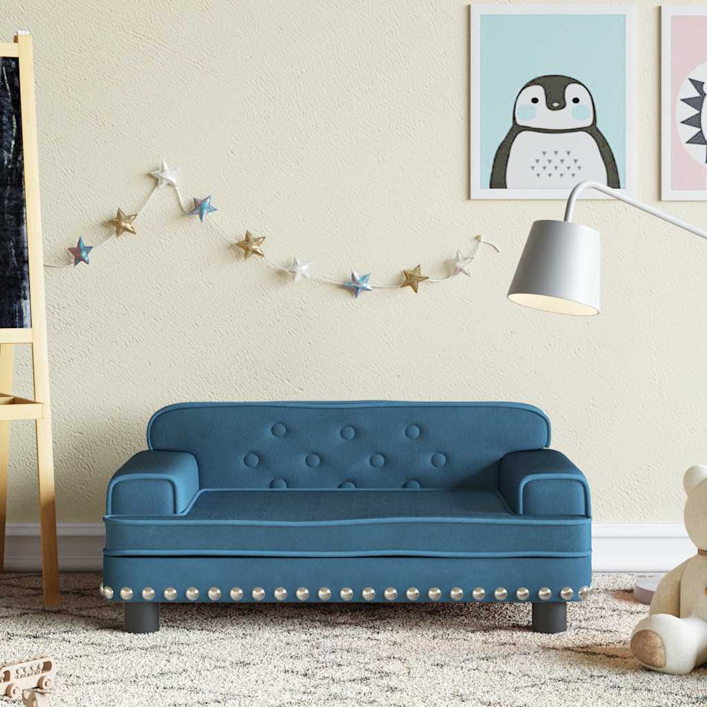 Sofá para niños con reposapiés cuero sintético gris 100x50x30cm