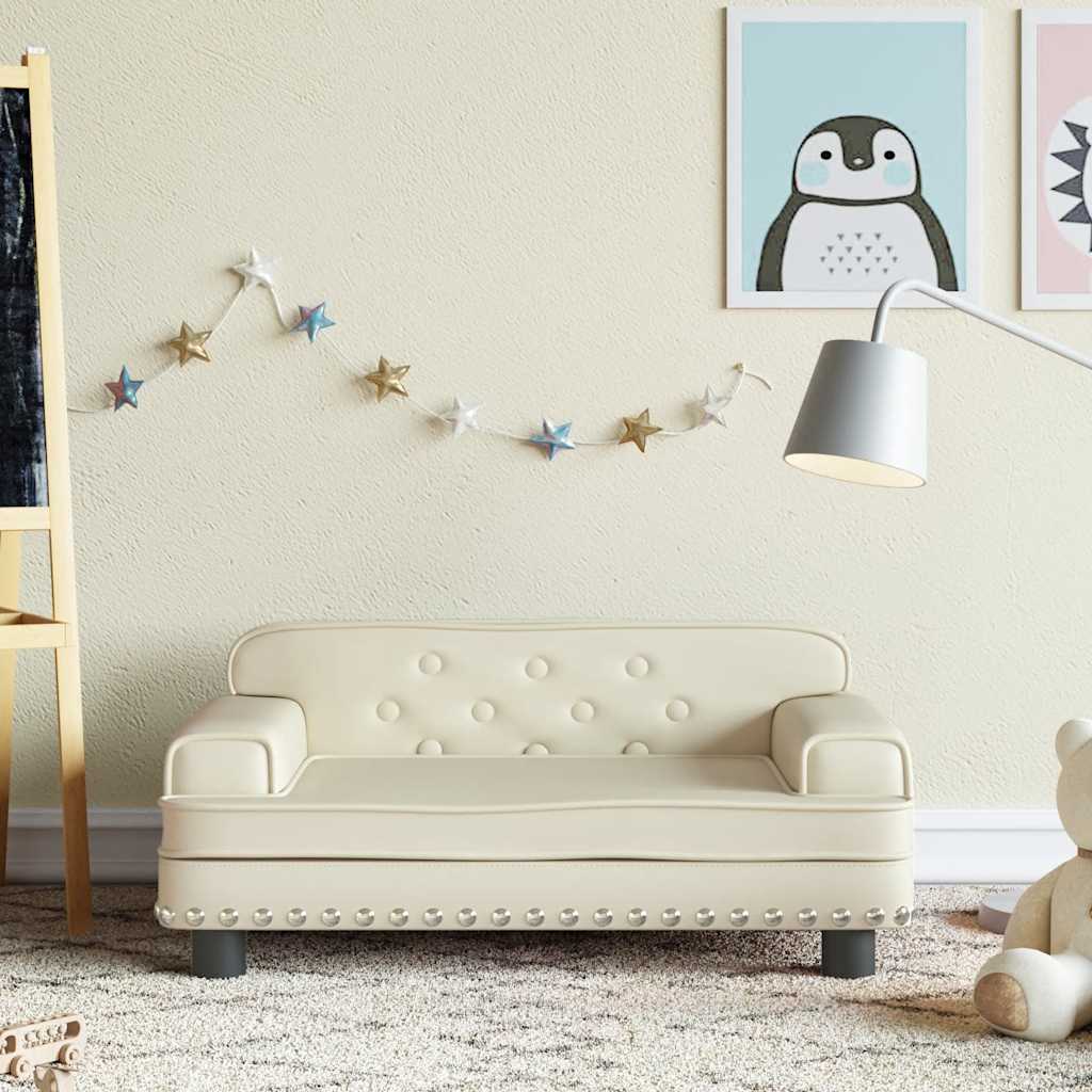 Sofá para niños con reposapiés cuero sintético gris 100x50x30cm