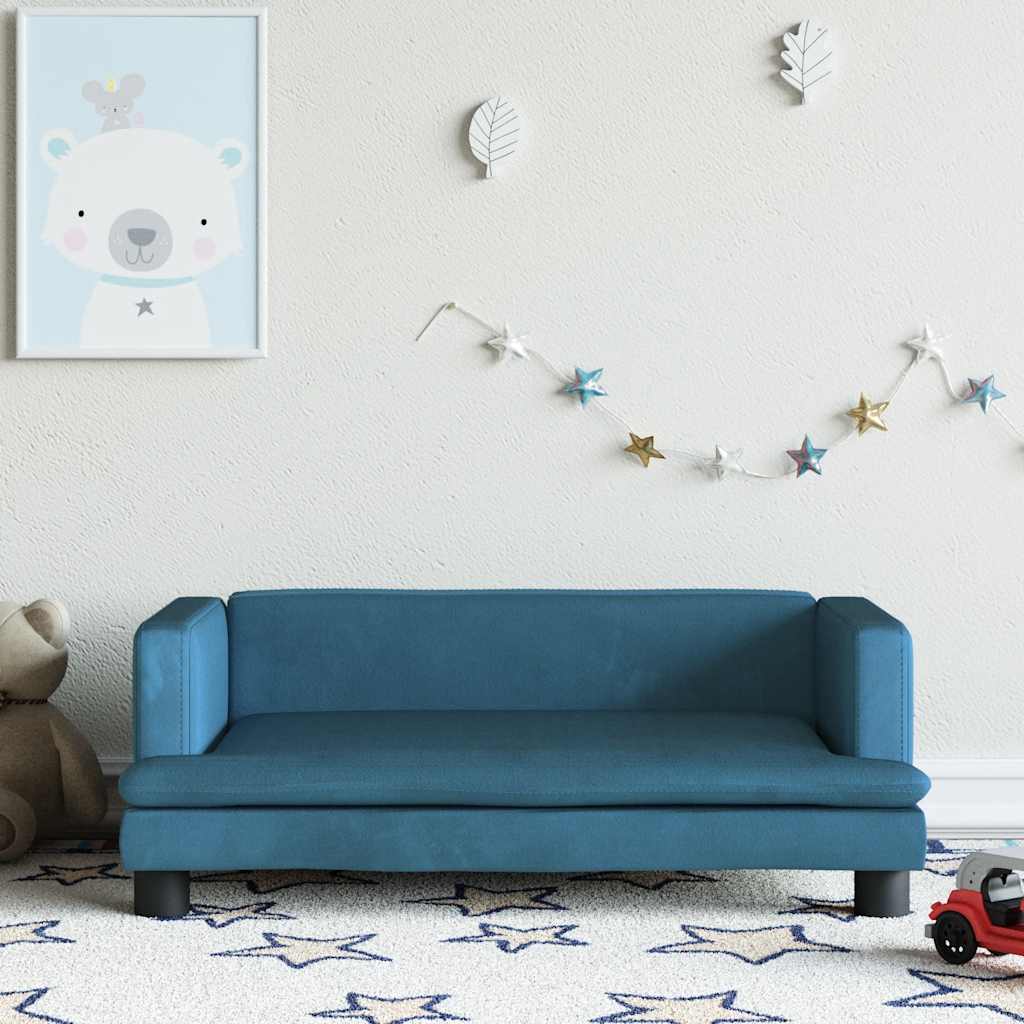 Sofá para niños con reposapiés cuero sintético gris 100x50x30cm
