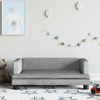 Sofá para niños con reposapiés cuero sintético gris 100x50x30cm
