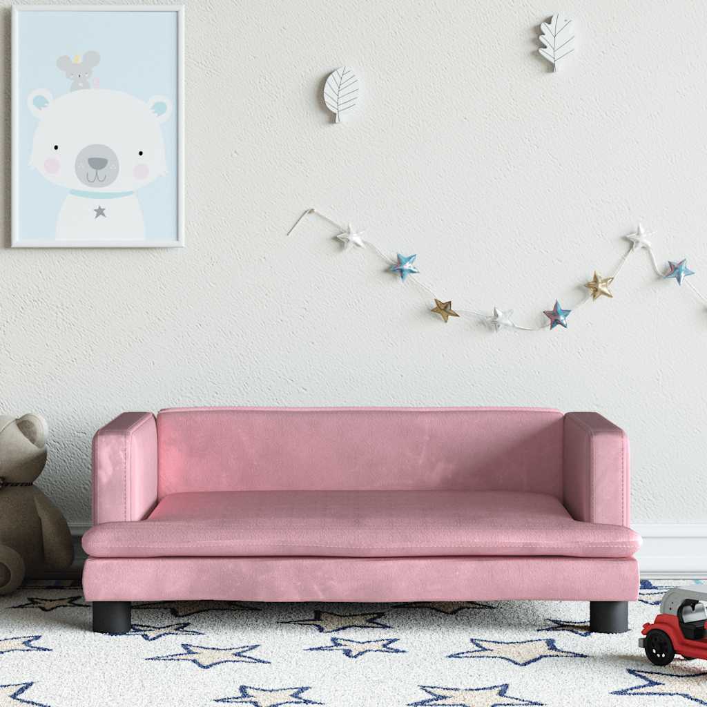 Sofá para niños con reposapiés cuero sintético gris 100x50x30cm
