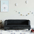 Sofá para niños con reposapiés cuero sintético gris 100x50x30cm