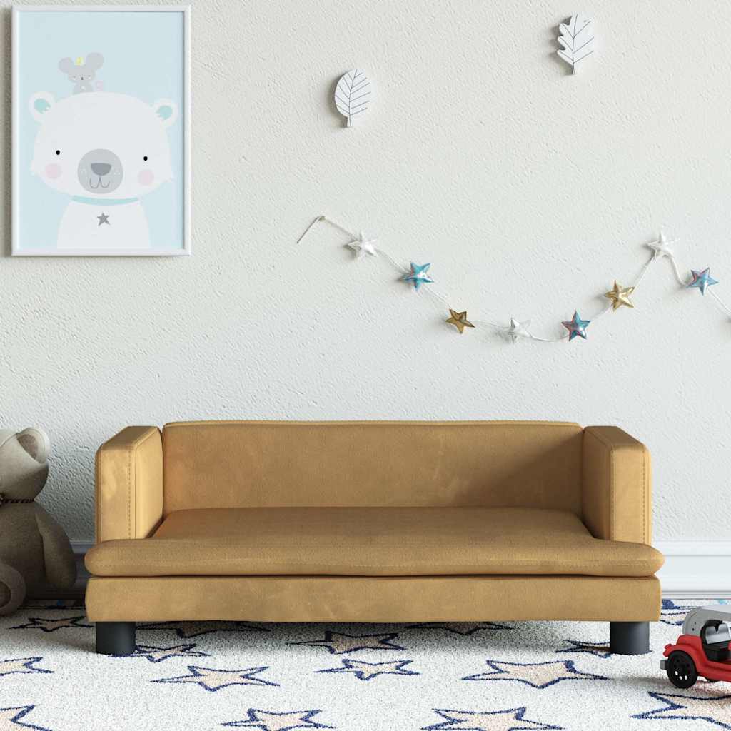 Sofá para niños con reposapiés cuero sintético gris 100x50x30cm