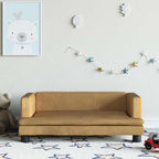 Sofá para niños con reposapiés cuero sintético gris 100x50x30cm