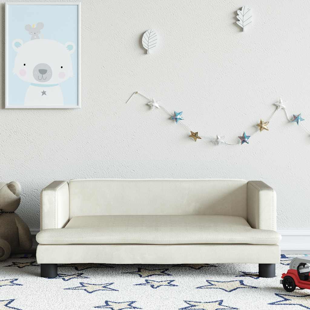 Sofá para niños con reposapiés cuero sintético gris 100x50x30cm
