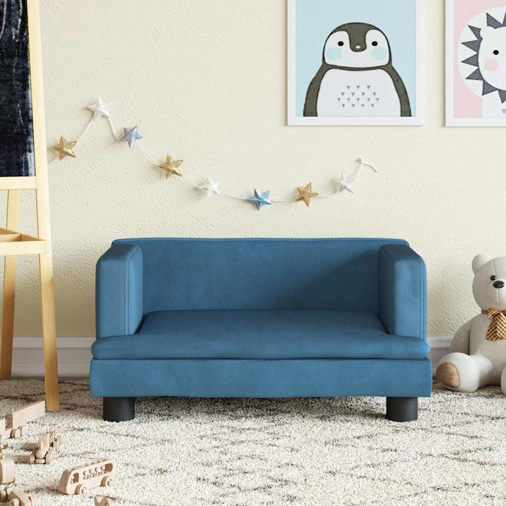 Sofá para niños con reposapiés cuero sintético gris 100x50x30cm