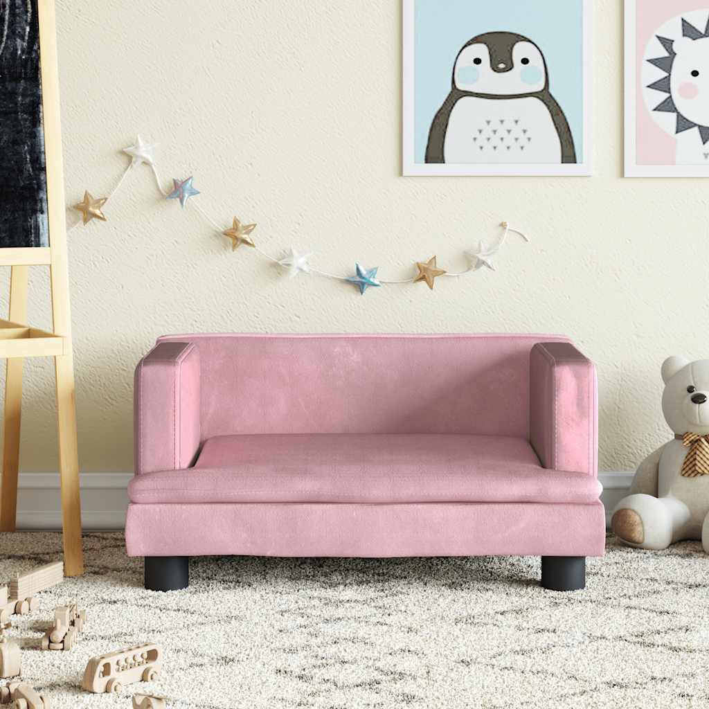 Sofá para niños con reposapiés cuero sintético gris 100x50x30cm