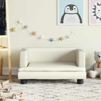 Sofá para niños con reposapiés cuero sintético gris 100x50x30cm