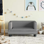 Sofá para niños con reposapiés cuero sintético gris 100x50x30cm