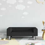 Sofá para niños con reposapiés cuero sintético gris 100x50x30cm