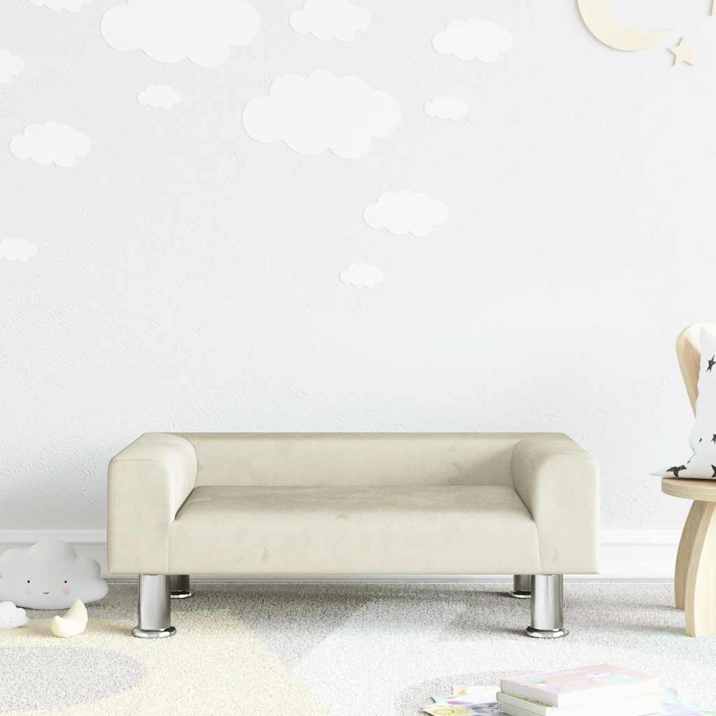 Sofá para niños con reposapiés cuero sintético gris 100x50x30cm