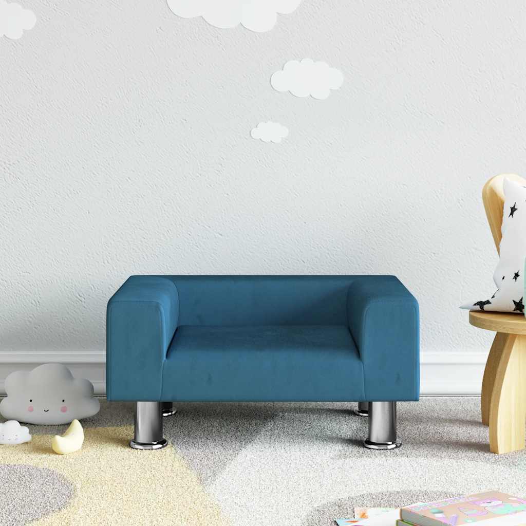 Sofá para niños con reposapiés cuero sintético gris 100x50x30cm