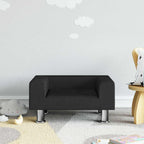 Sofá para niños con reposapiés cuero sintético gris 100x50x30cm