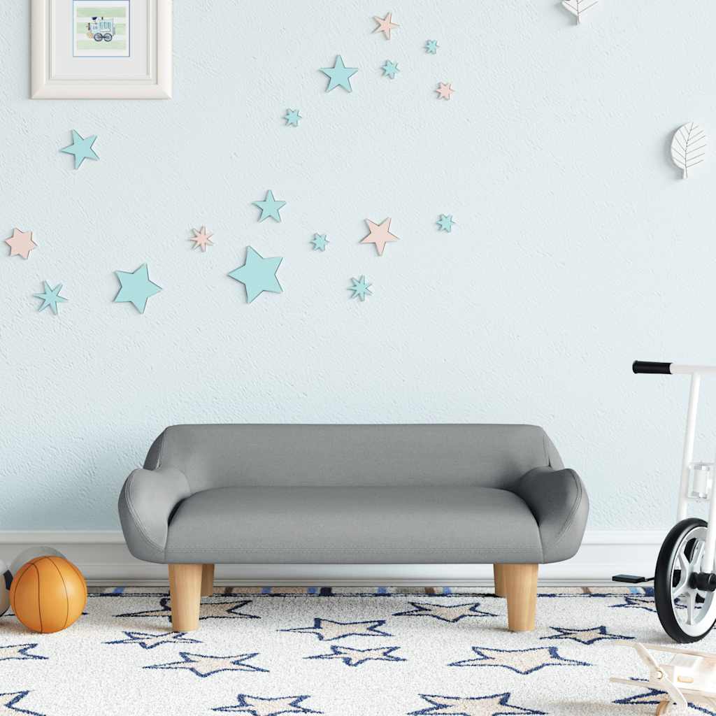 Sofá para niños con reposapiés cuero sintético gris 100x50x30cm