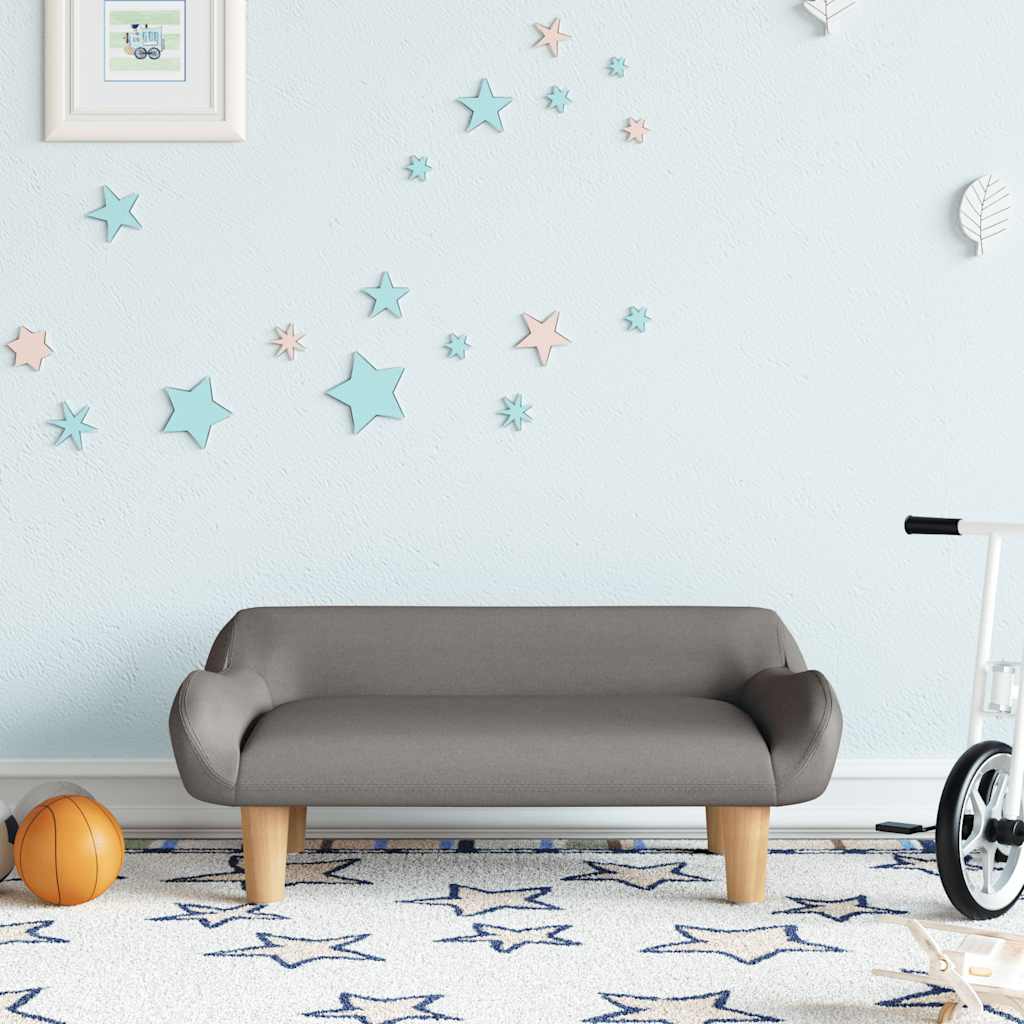 Sofá para niños con reposapiés cuero sintético gris 100x50x30cm