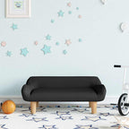 Sofá para niños con reposapiés cuero sintético gris 100x50x30cm