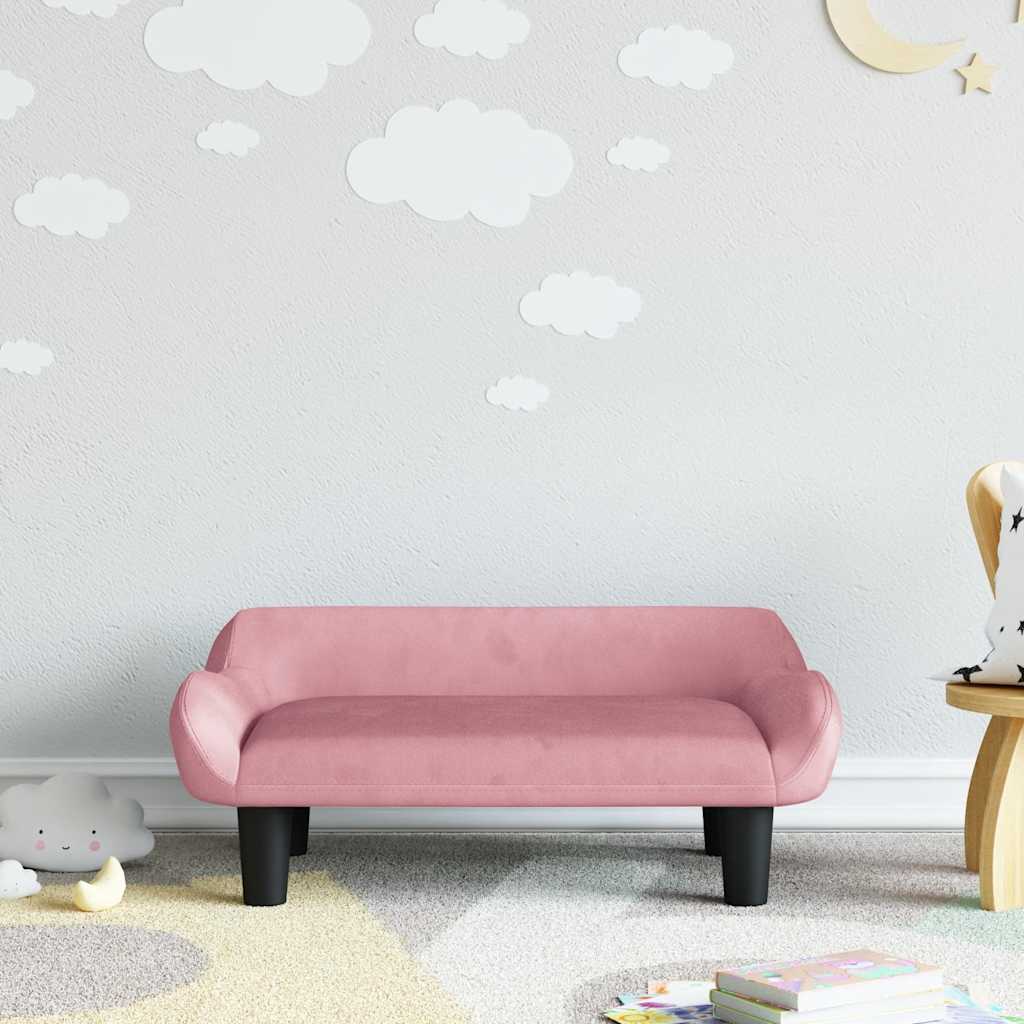 Sofá para niños con reposapiés cuero sintético gris 100x50x30cm