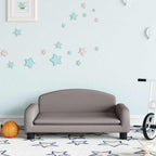 Sofá para niños con reposapiés cuero sintético gris 100x50x30cm