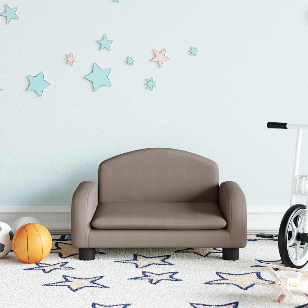 Sofá para niños con reposapiés cuero sintético gris 100x50x30cm