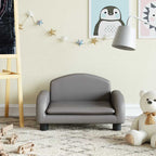 Sofá para niños con reposapiés cuero sintético gris 100x50x30cm