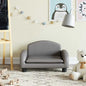 Sofá para niños con reposapiés cuero sintético gris 100x50x30cm