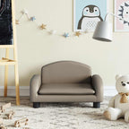Sofá para niños con reposapiés cuero sintético gris 100x50x30cm