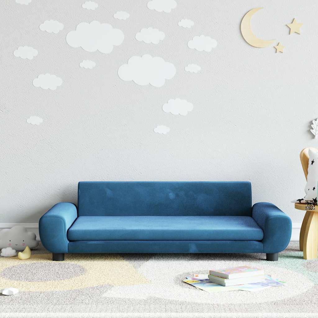 Sofá para niños con reposapiés cuero sintético gris 100x50x30cm