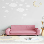 Sofá para niños con reposapiés cuero sintético gris 100x50x30cm